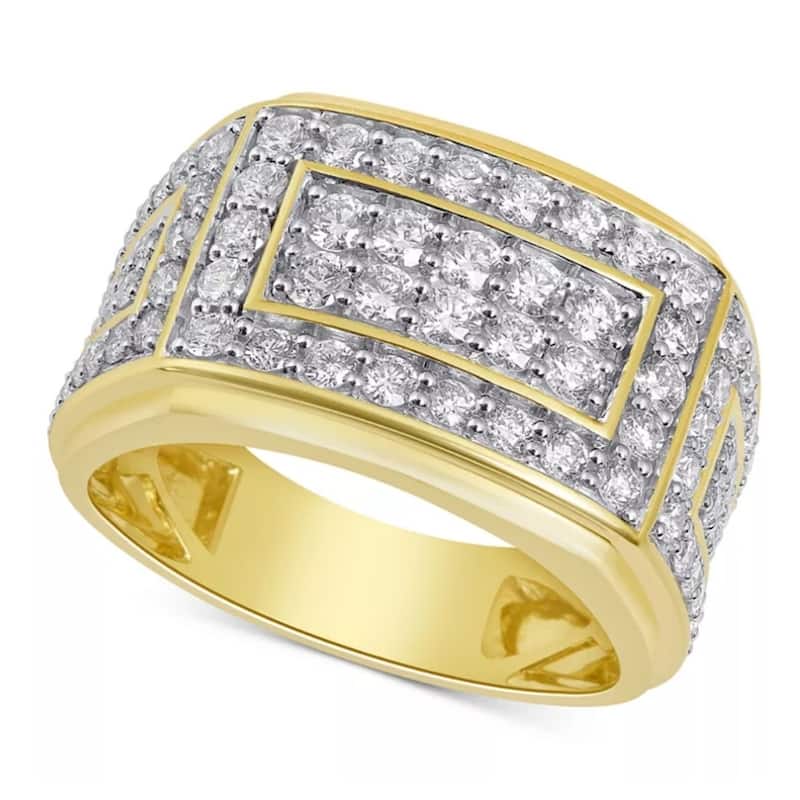 2Ct Diamond Mens Ring in 10k White or Yellow Gold