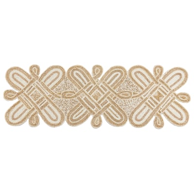 Modern Table Runner With Beaded Design - 13"x36"