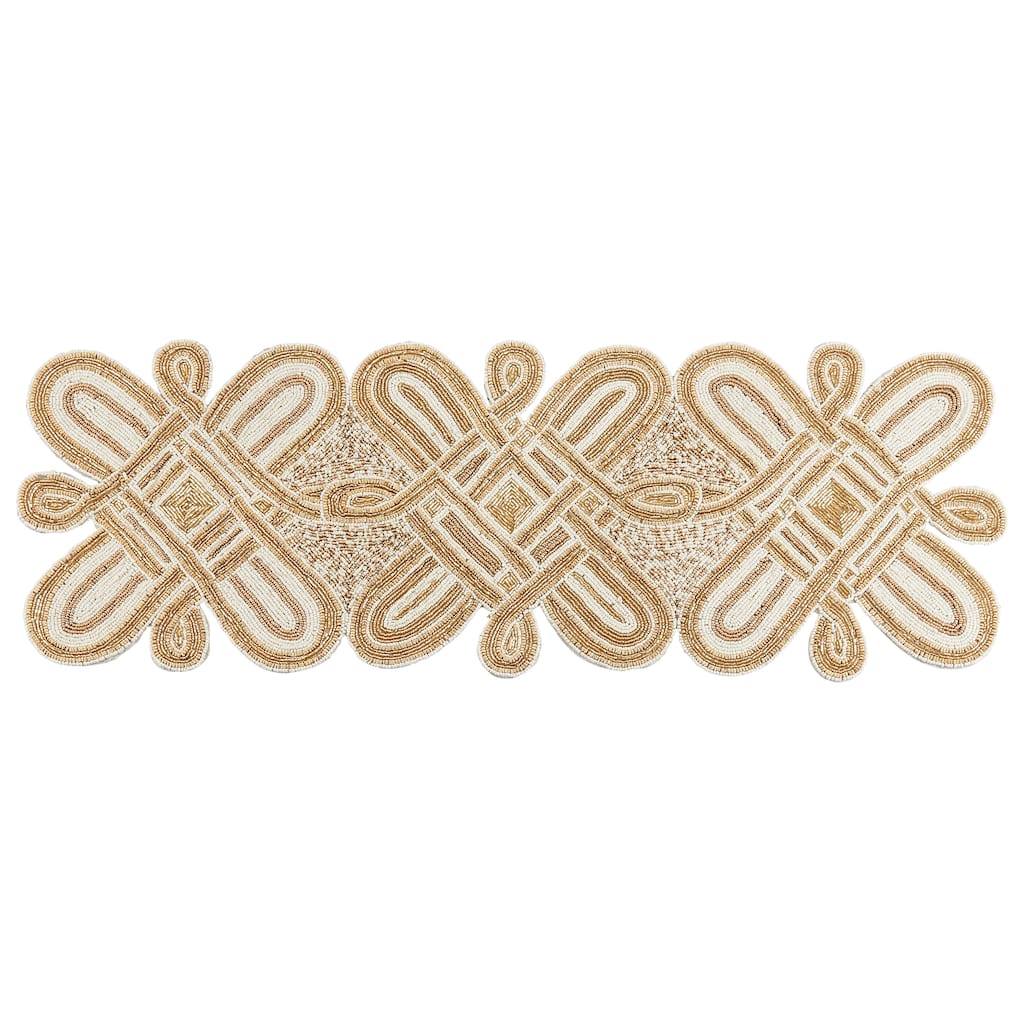 Modern Table Runner With Beaded Design - 13"x36"