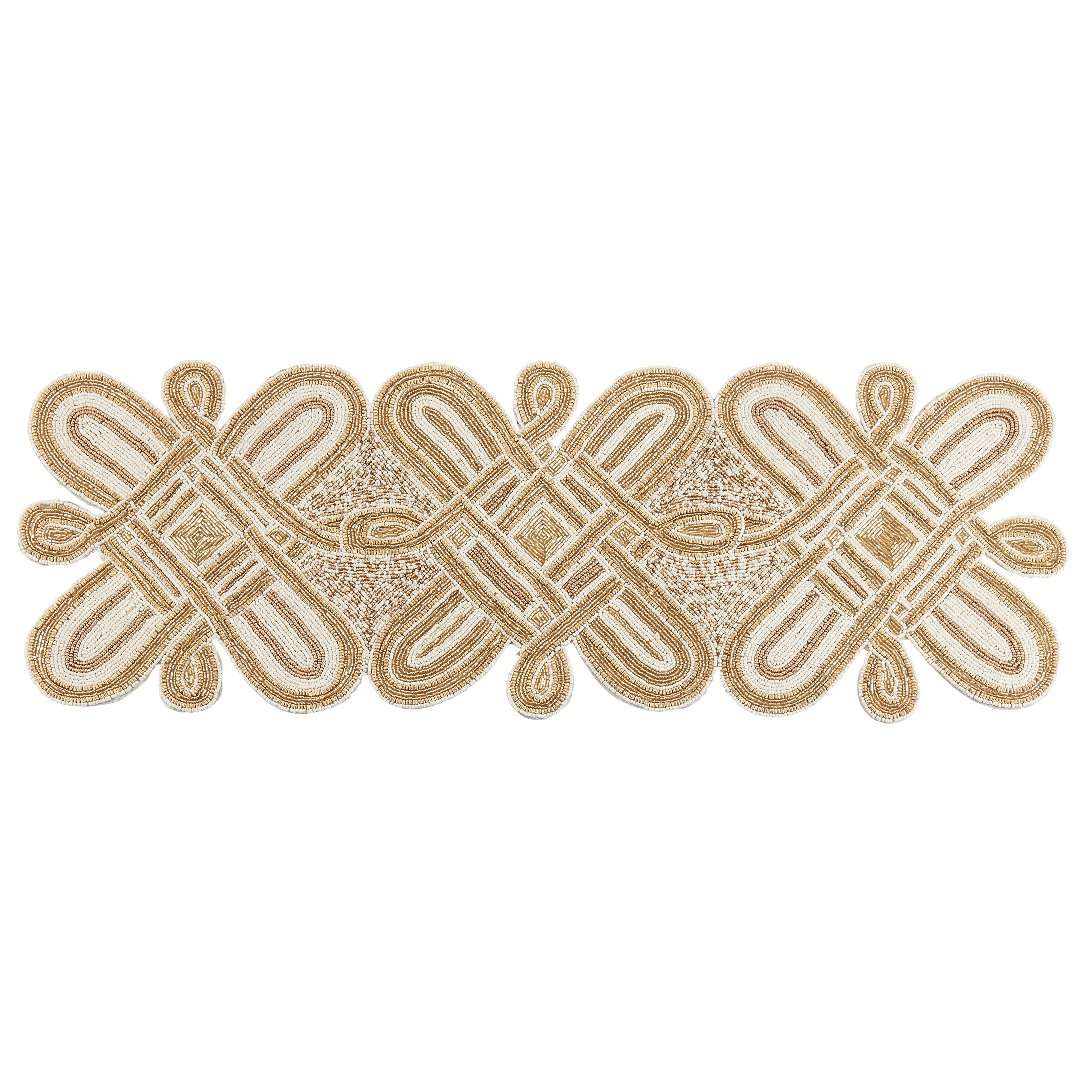 Saro Lifestyle Modern Table Runner With Beaded Design - 13"x36"
