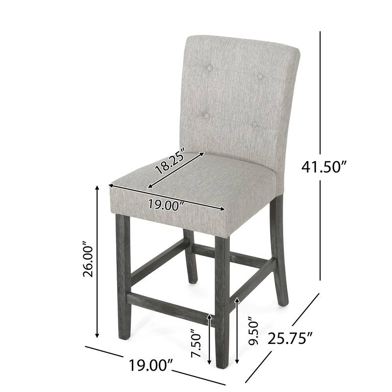 Button Tufted 26 Inch Counter Stools, Set Of 2