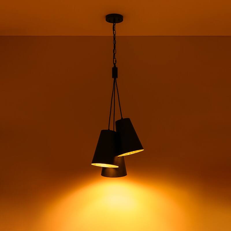 Scandinavian 3-Light Cluster Iron Cone Shade Pendant Chandelier