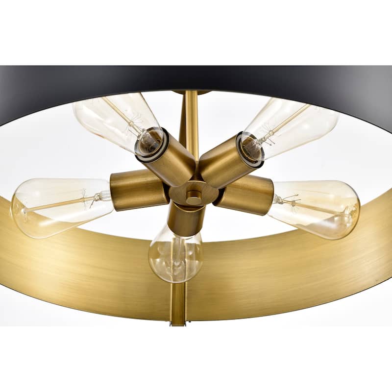 Altos 5 Light Large Pendant - Matte Black and Natural Brass Finish