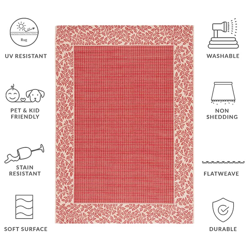 SAFAVIEH Courtyard Adorata Indoor /Outdoor Waterproof Backyard Patio Rug - 5'3" x 7'7" - Red/Natural