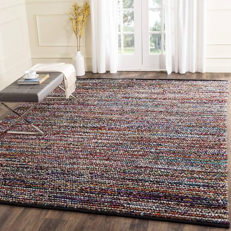 Area Rug 9x12 Handmade Braided Cotton Jute Flat Weave - Living Room Bedroom - 144 x 108