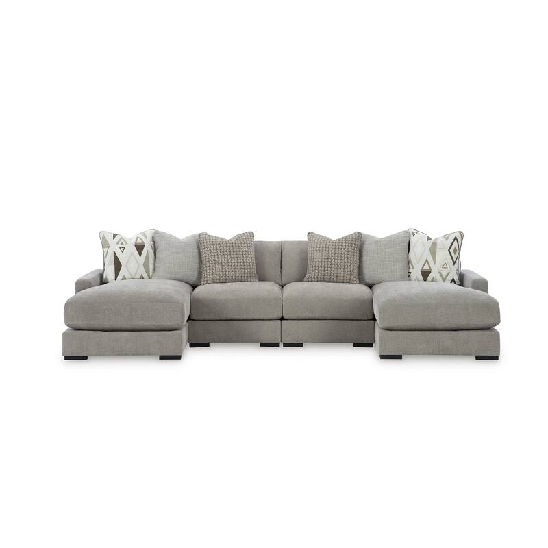 Signature Design by Ashley Aslan Court Gray 4-Piece Sofa Pit Sectional - 142" W x 65" D x 36" H