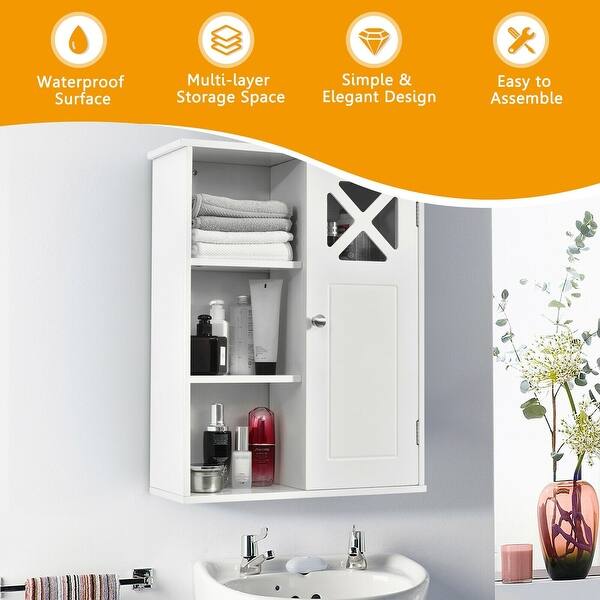 2 Tier Multipurpose Wall Mounted Cabinet Bathroom Storage White Overstock 32819264