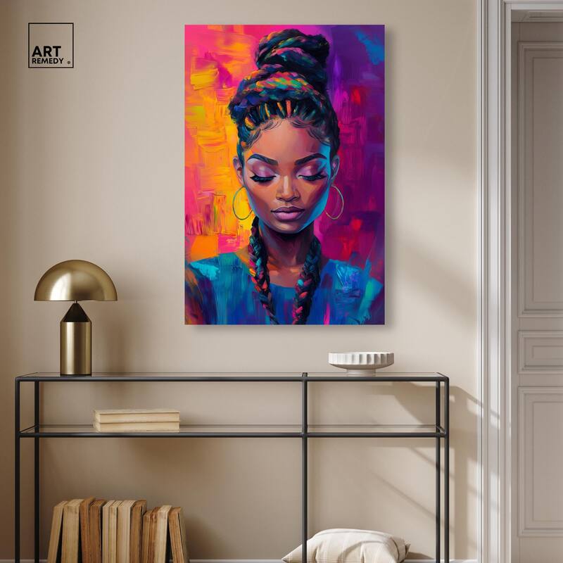 Bold Colorful Braids Canvas by Art Remedy, Gallery Wrapped