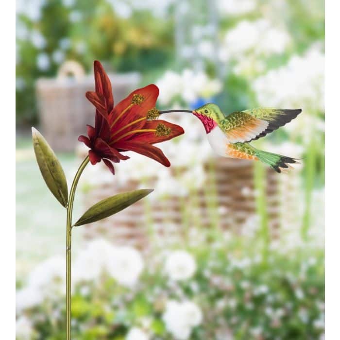 Hummingbird Flower Stakes - Ruby Throated