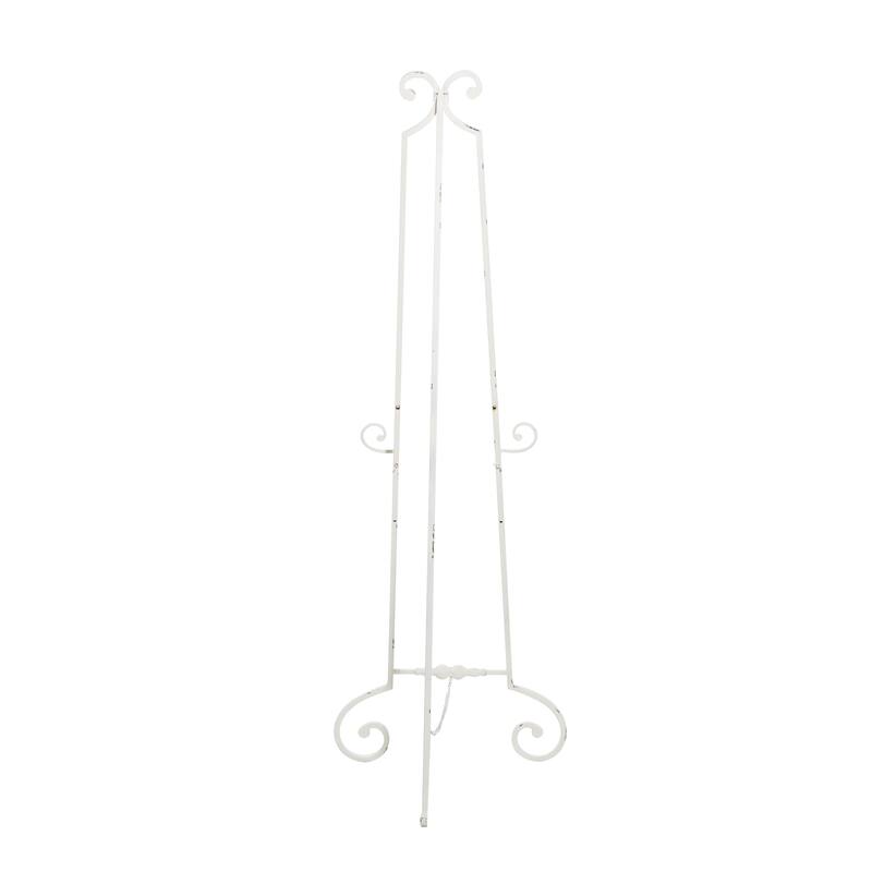 White Metal Large Adjustable 3 Tier Scroll Display Easel with Chain Support