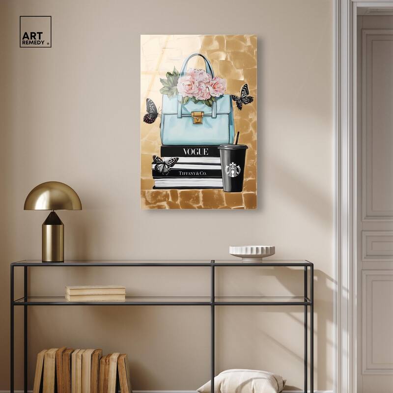 Golden Era of Glam Books Acrylic by Art Remedy, Ready to Hang
