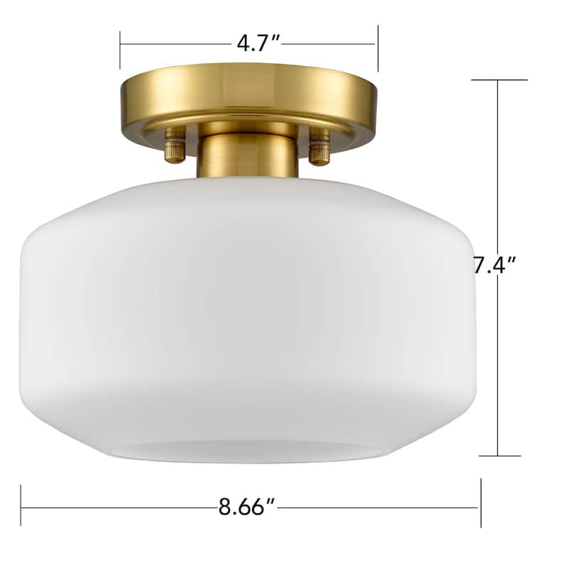 Gaeta Modern Semi Flush Ceiling Lights Open Glass Drum Shade 1-Light