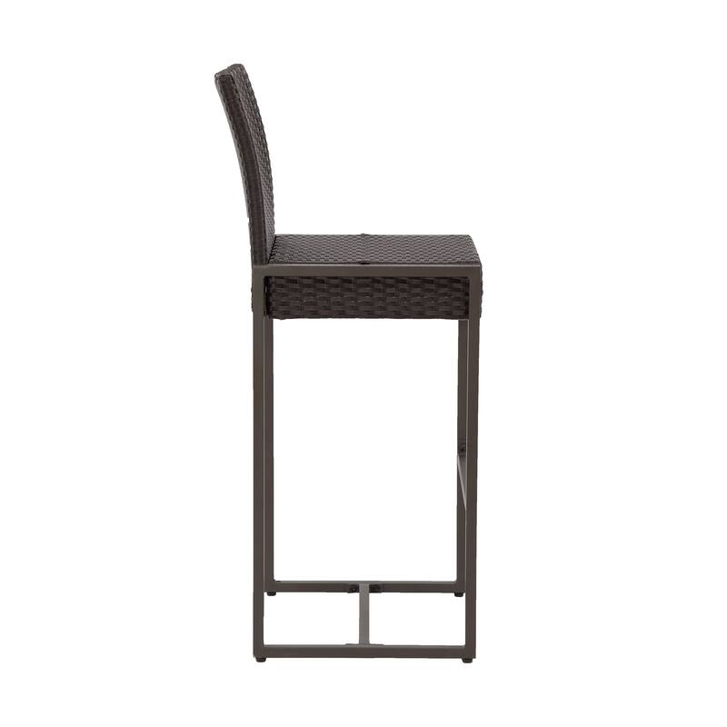 Roomfitters Set of 2 Outdoor Wicker Bar Stools, All-Weather Rattan Bar Chairs with Armrests, Durable and Comfortable Design