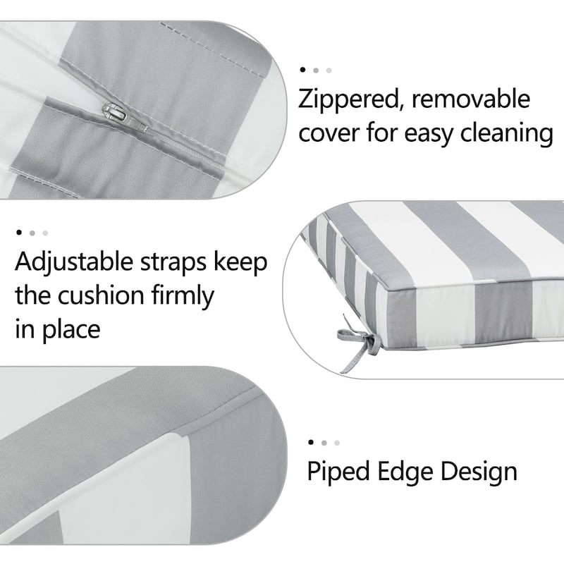 KINWELL Set of 2 Extra Thick Outdoor Chaise Lounge Cushions (5-inch Thick)