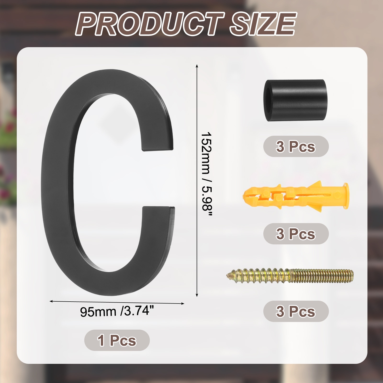 Floating House Letters, Acrylic Modern Address Letter for Outside with Nails Kit for Home Street Office Mailbox Sign - Black