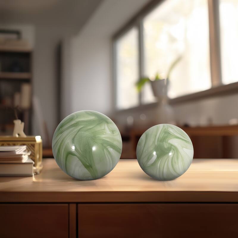 Sagebrook Home 5/6" Glass Orbs - A Timeless Addition to Home Decor Essentials, Set of 2 - 6" x 6" x 6"