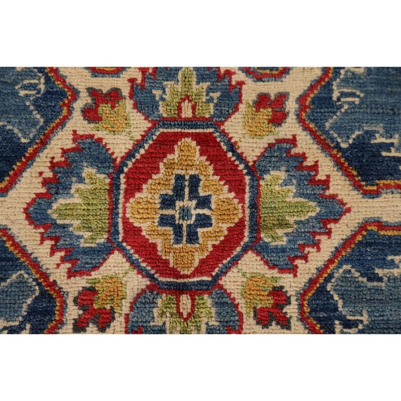 Traditional Blue Kazak Oriental Accent Rug Hand-Knotted Wool Carpet - 3'3"x 5'0"