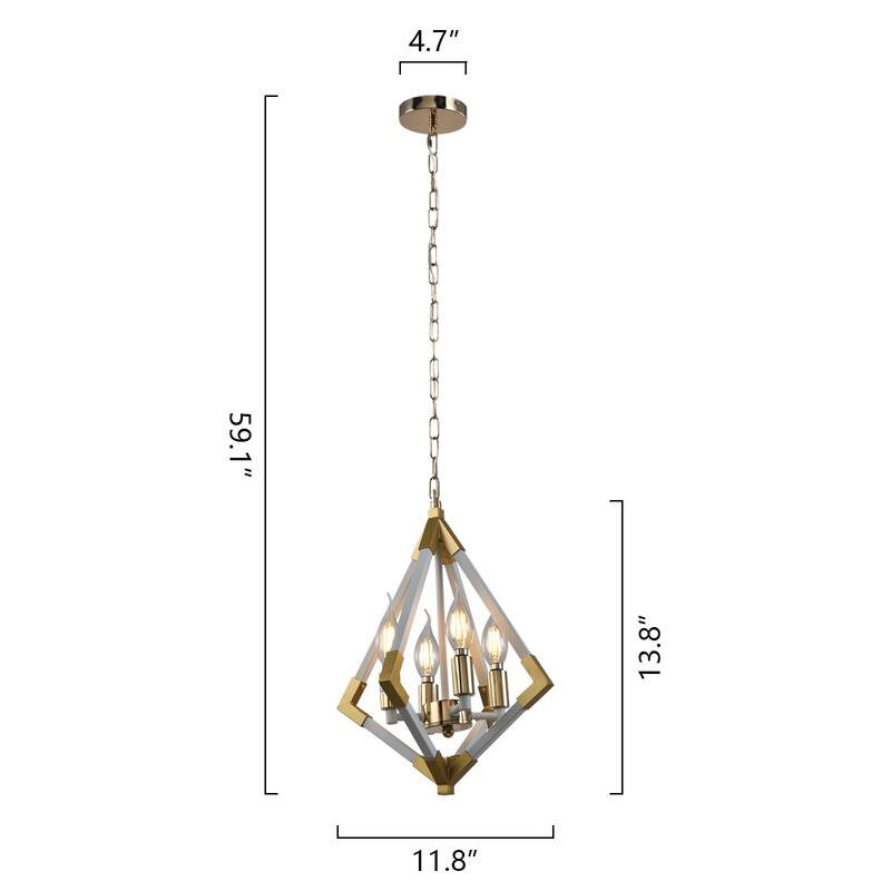 Maxax 4 - Light Lantern Geometric Pendant with Wrought Iron Accents - N/A