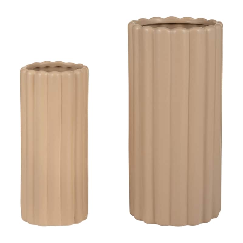 Sagebrook Home Chic Sculpted Ribbed Vase Set of 2