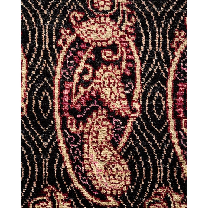 Overton Hand Knotted Wool Vintage Inspired Modern Contemporary Suzani Black Area Rug - 4' 7" x 6' 2"