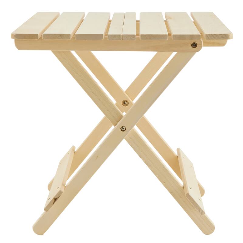 Acacia Wood Folding Patio Outdoor Side Table with X-Shaped Frame - 19.75" L x 19.75" W x 19.75" H