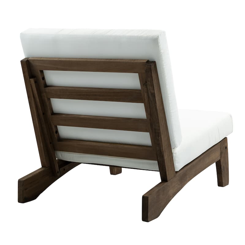 Acacia Wood Outdoor Armless Club Chair With Waterproof Cushion