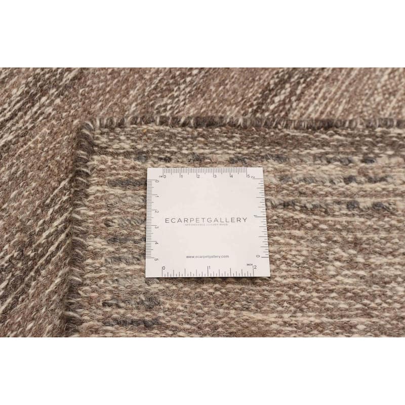 ECARPETGALLERY Flat-Weave Marrakech Tan Wool Kilim - 5'3 x 7'6