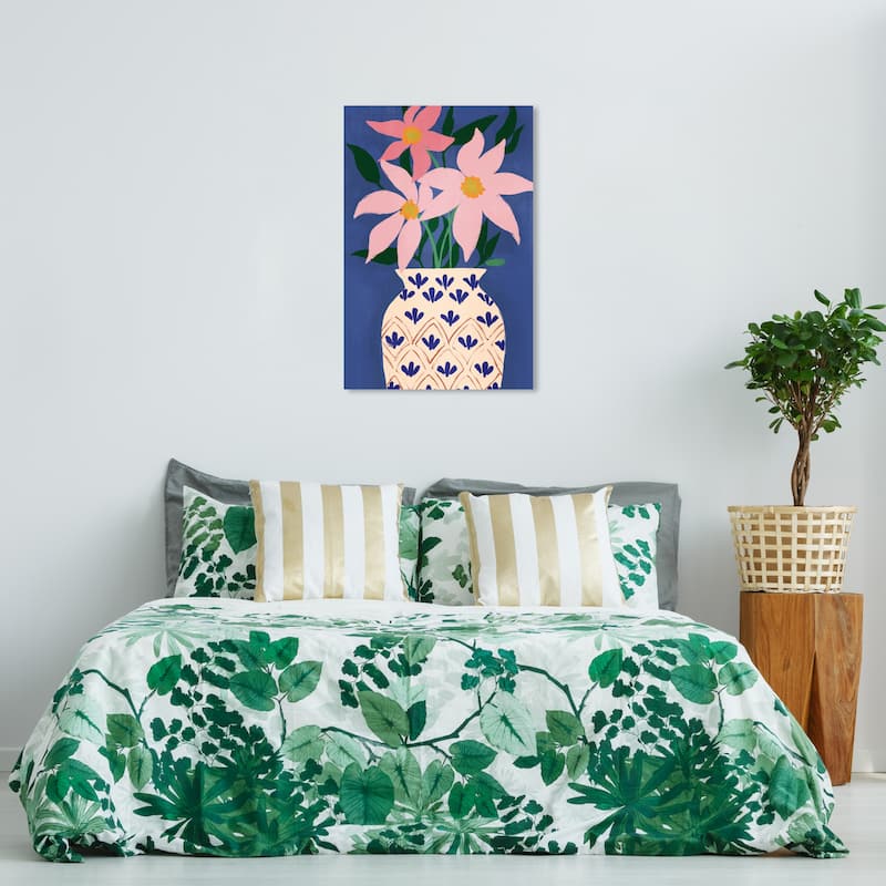 Wynwood Studio Canvas Floral and Botanical Potted Pastel Plant Pink and Pastel Pink Modern & Contemporary Wall Art Canvas Print - 36 x 24