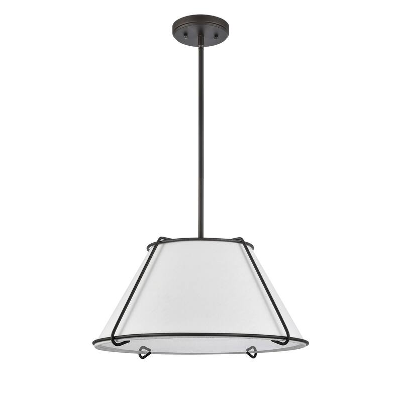 Elk Home Regalia Satin Nickel With White Linen Shade 1 Light Pendant - 18''