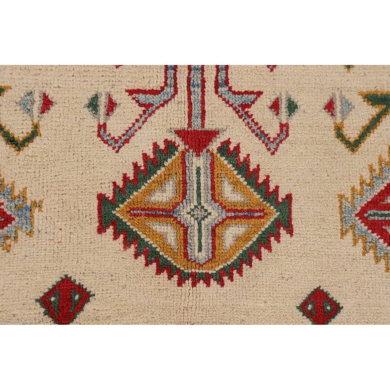 Tribal Geometric Kazak Oriental Area Rug Hand-Knotted Wool Carpet - 6'6" x 10'4"