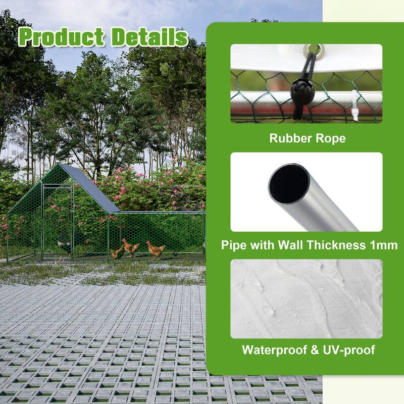 26 ft Metal Chicken Coop, Walk-in Hen Pen Cage for Rabbits & Ducks