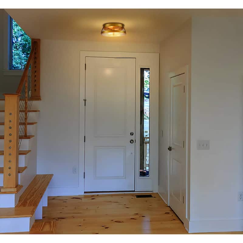 Sarasota Modern Brass Ceiling Light Fixtures with Clear Seeded Glass Shade