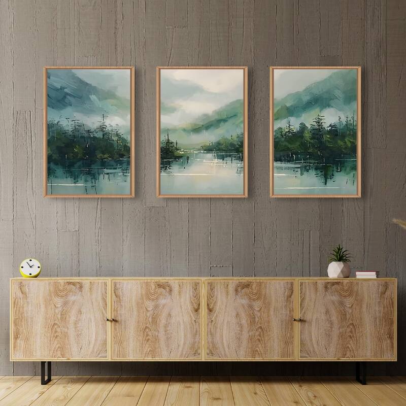 Misty Watercolor Artwork,Abstract Modern Nature Pine Tree