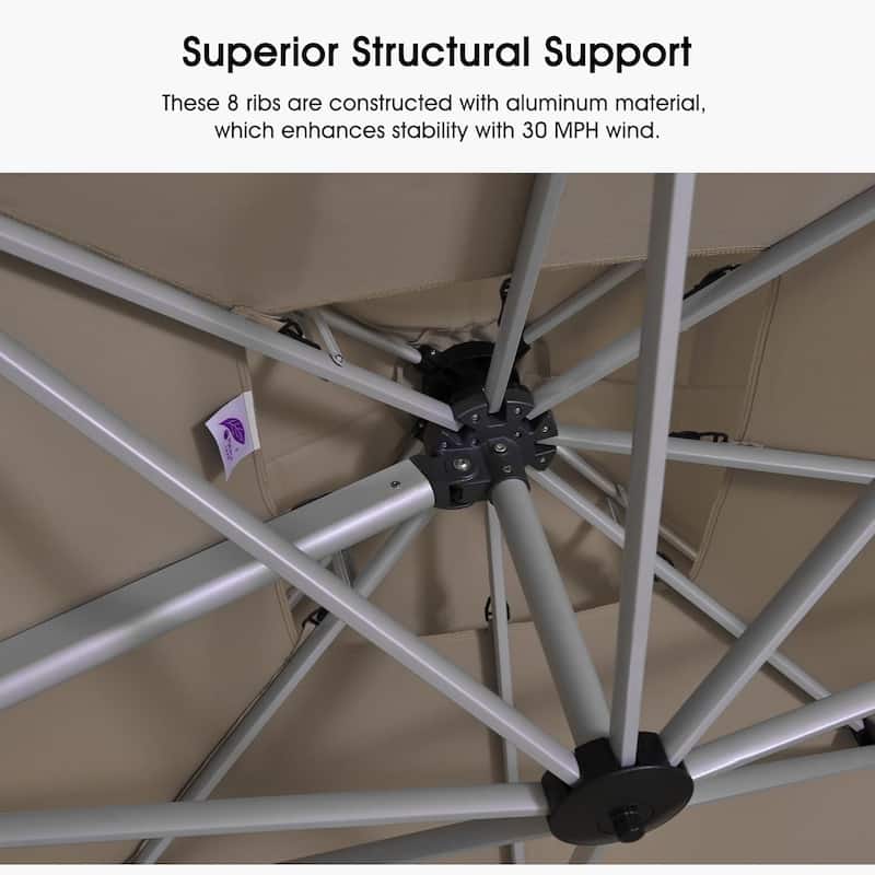 PURPLE LEAF 11ft Square Patio Cantilever Umbrella with Base Included