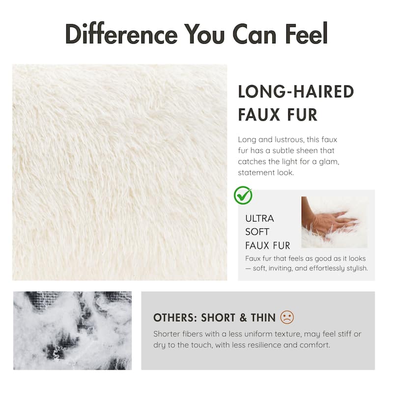 Furniture of America Cynra Modern 66-inch Faux Fur Loveseat with Ball Pillow