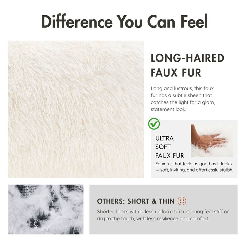 Furniture of America Cynra Modern 82-inch Faux Fur Sofa with Ball Pillow