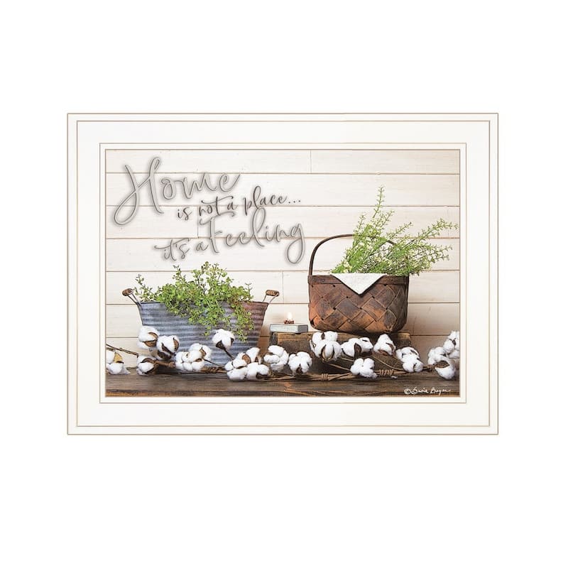TrendyDecor4U Traditional "Home is not a Place" Framed Print Wall Art by Susan Boyer - Brown, Oranges, Tans