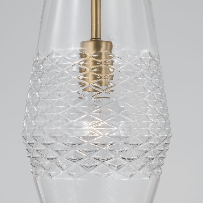 Dena 1-light Pendant w/ Diamond Embossed Glass & Black Braided Cord