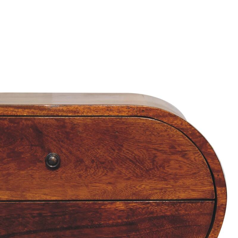HomeRoots 24" Chestnut Solid Wood Oval Two Drawer Nightstand