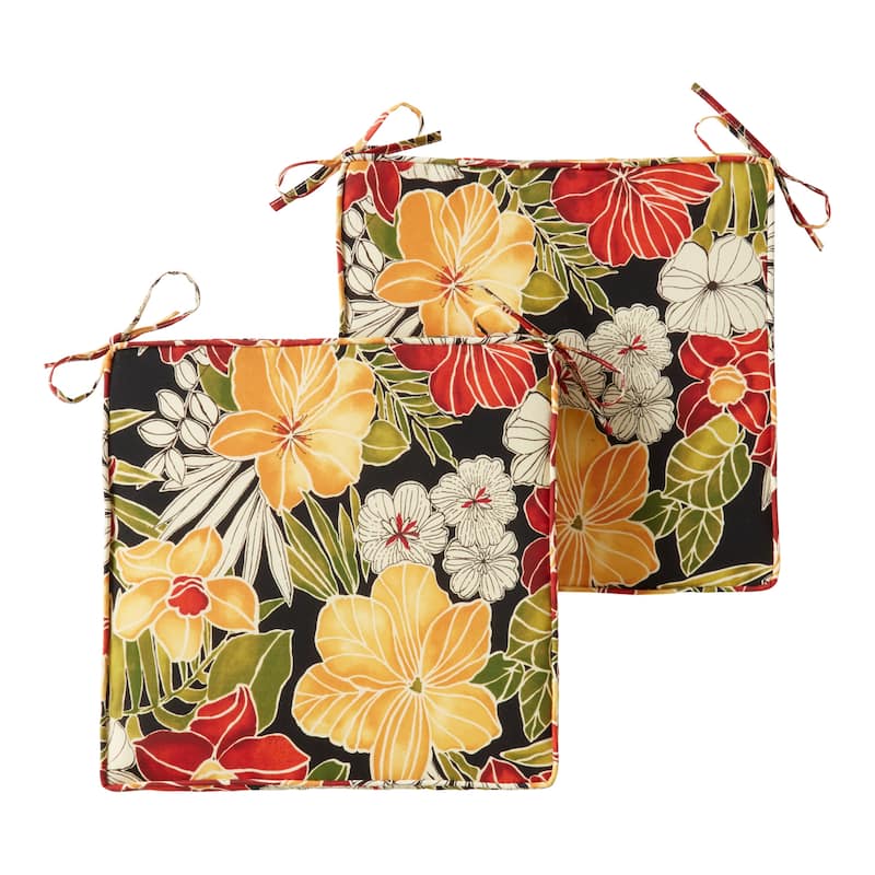 Greendale Home Fashions 18" Square Outdoor Chair Pad (Set of 2) - Aloha Black