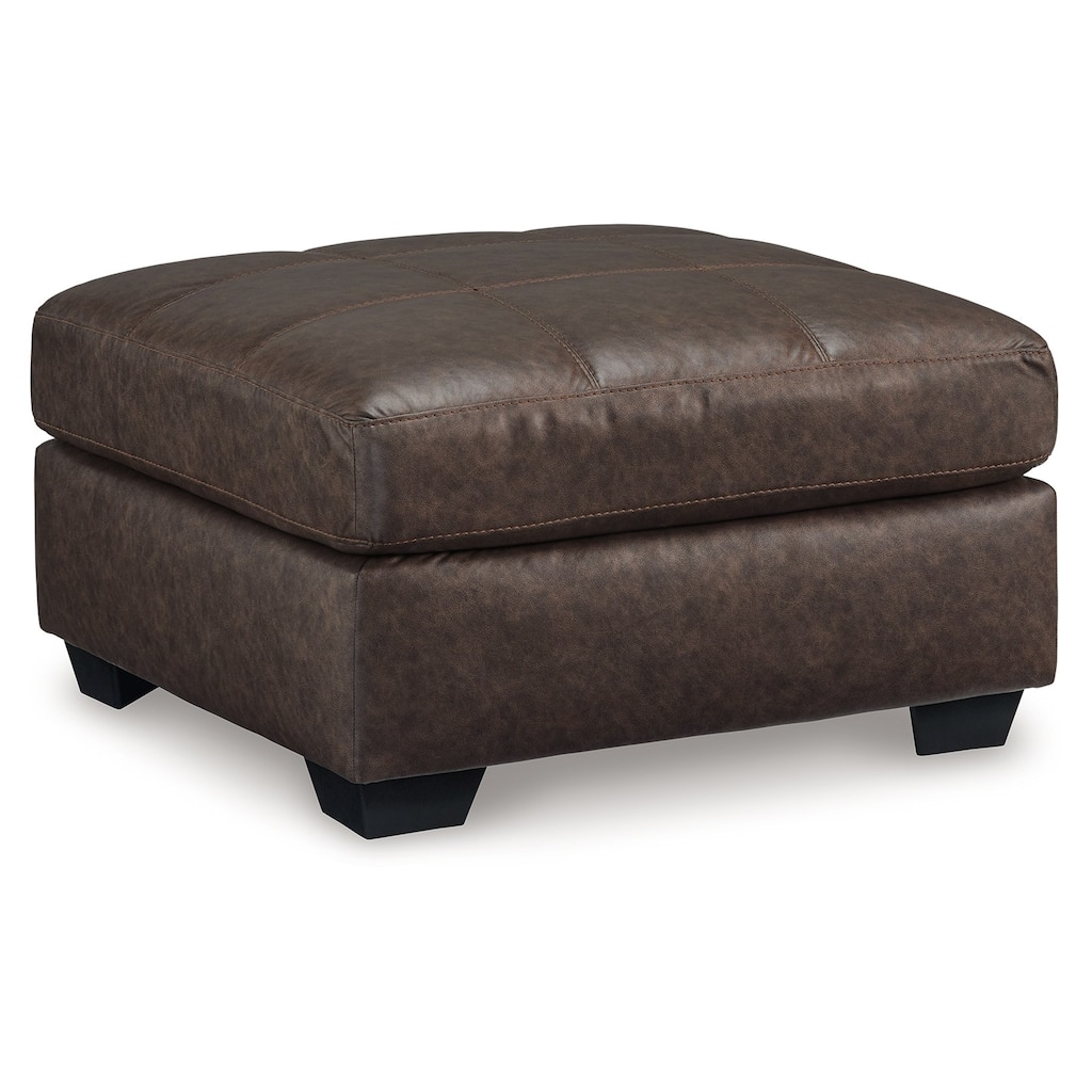Barl Oversized Ottoman, Plush Dark Brown Faux Leather Cushion, 36 Inch