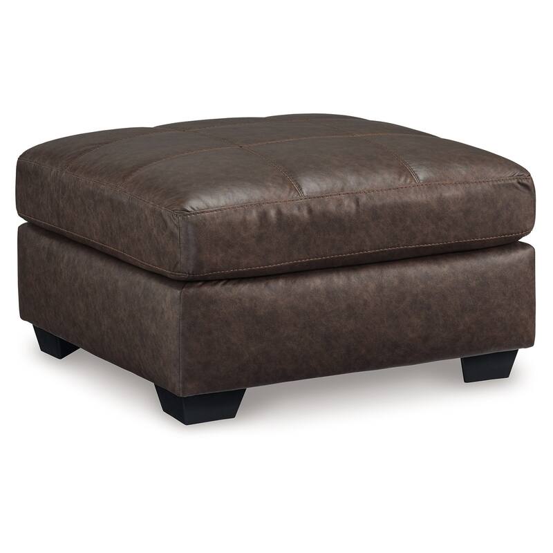 Barl Oversized Ottoman, Plush Dark Brown Faux Leather Cushion, 36 Inch