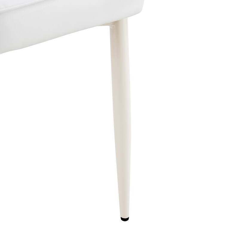Roomfitters 5pcs Small Round Dining Table Set with Cream Style Chairs and Vertical Line Backrest Design, White