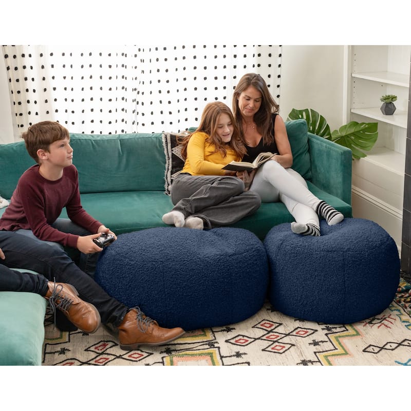 Jaxx Ellis Pouf - Modern Shearling Faux-Lamb Plush Fleece Ottoman