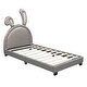 preview thumbnail 14 of 25, Stylish Twin Leather Bed with Rabbit Design, Durable PU Upholstery, and Strong Support, Easy Assembly