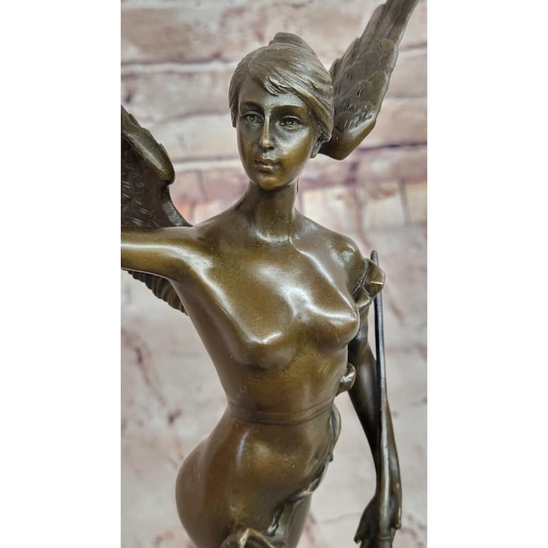 Angel Of Victory Bronze Sculpture With Trumpet And Laurel By Antoine Bofill