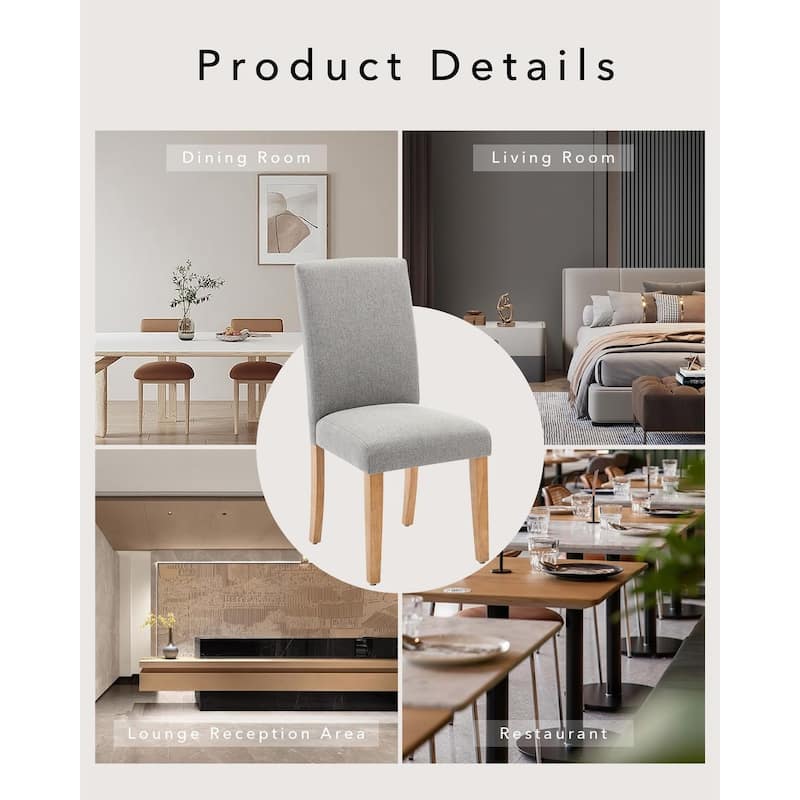 Modern Fabric Dining Chairs Set of 2 – Upholstered Curved Backrest, Wood Legs & 265lb Capacity, for Kitchen/Dining Room