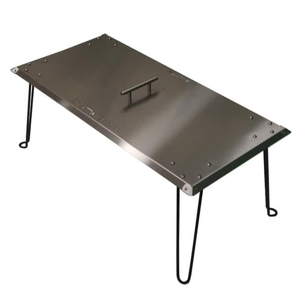 Heat Warden Rectangle Fire Pit Heat Deflector in Stainless Steel On