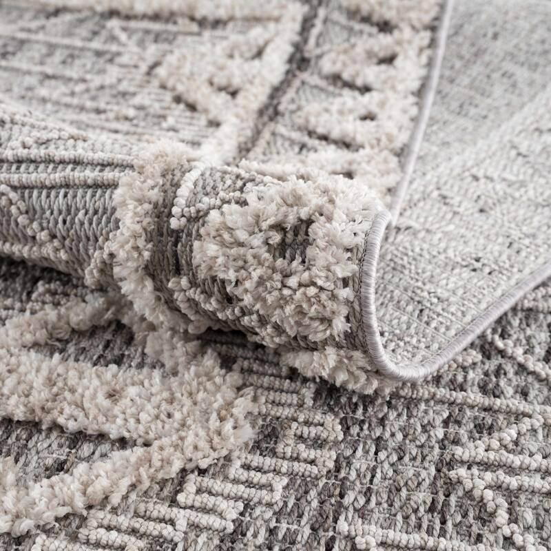 Hauteloom Agoo Hallway, Kitchen Runner Rug - Charcoal, Cream, Peach - 2'7" x 7'3"