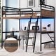 preview thumbnail 3 of 13, Full Size Metal Loft Bed with Desk, LED Light, and Charge Station